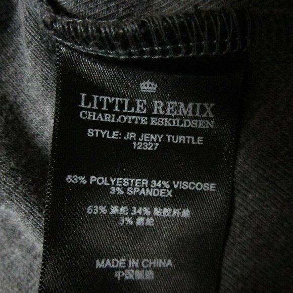 Designer Little Remix Charlotte Eskildsen Girls Mock Neck Gray Knit l/s Dress - Picture 3 of 4